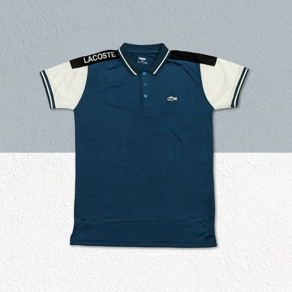 Lacoste Black Shoulder Blue Polo T-Shirt