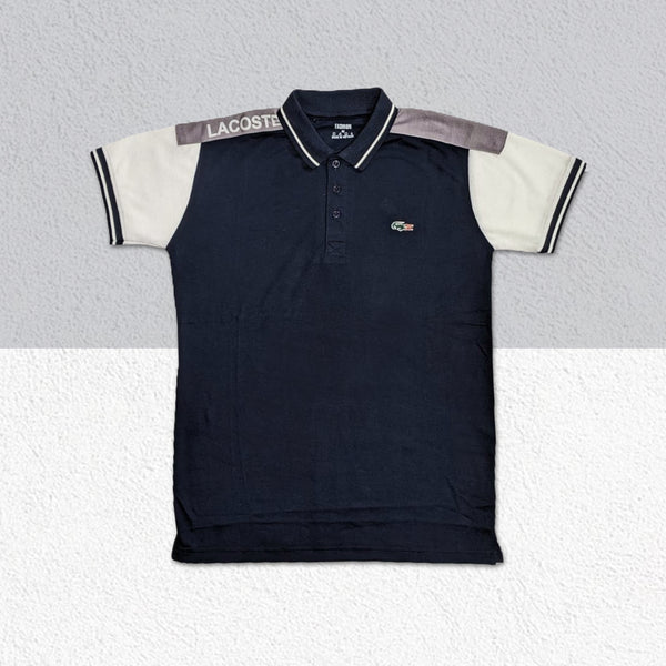 Lacoste Grey Shoulder Navy Blue Polo T-Shirt