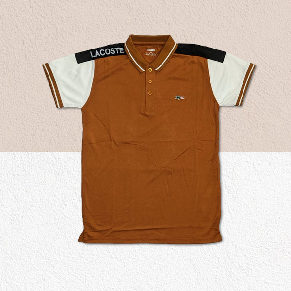 Lacoste Black Shoulder Brown Polo T-Shirt