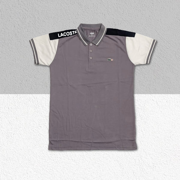 Lacoste Black Shoulder Grey Polo T-Shirt