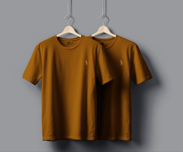 Polo Round Neck Half sleeves Brown T-Shirts